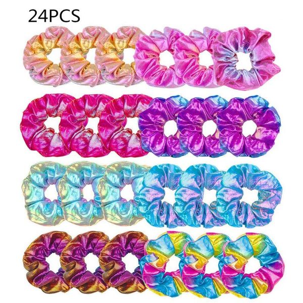 

hair scrunchies elastic ponytail holder shiny for girls 24pcs fashion
