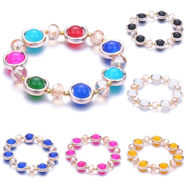 

stretch beaded bracelets for women fashion colors natural stone round loose beads bracelets jewelry for women gift men bangles, Black