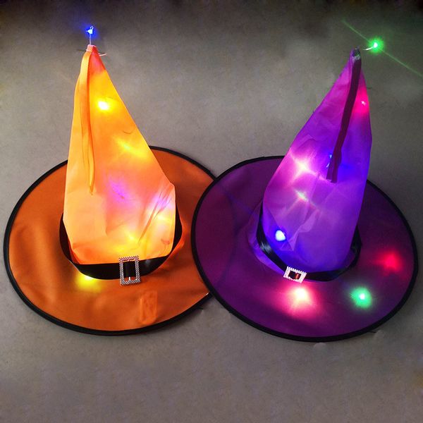 Witch Halloween LED Hat Hanging iluminado Glowing do chapéu da bruxa Masquerade Props partido para Outdoor Indoor Quintal Árvore