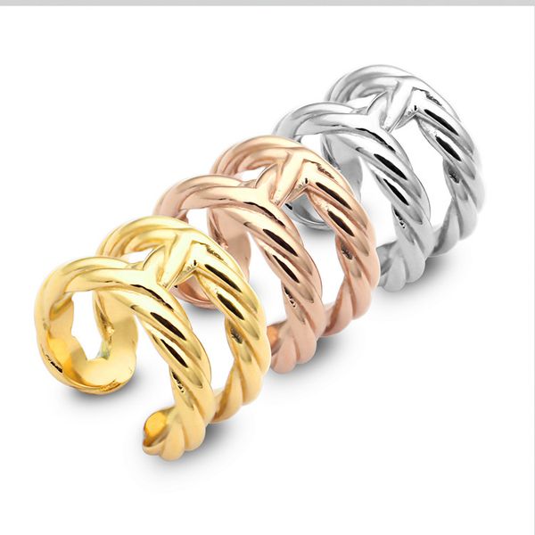 

new design titanium steel jewelry h letter pig nose twist opening couple ring ladies ring christmas gift, Silver