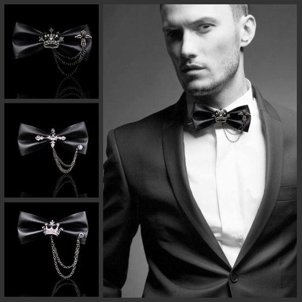 

new fashion man male handmade crown leather bow tie men's wedding dress business personalized groom host guest, Blue;purple
