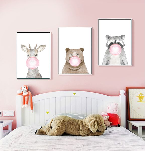 

baby woodland blow bubbles wall art pictures posters and prints canvas poster nursery room decore decoration home painting