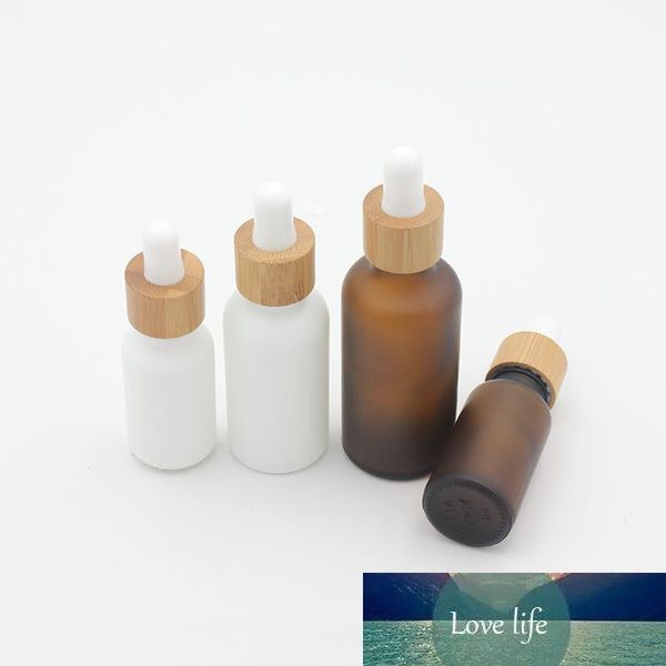 

15ml 30ml 50ml frosted amber white glass dropper bottle with bamboo cap 1oz glass bamboo essential oil bottle