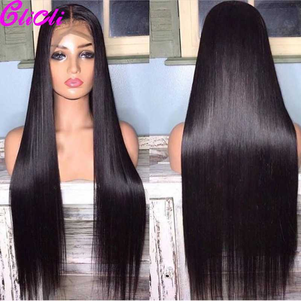 

30 inch 13x4 straight lace front wig human hair wigs 4x4 closure wig straight closure peruvian hair wigs for black women 180, Black;brown