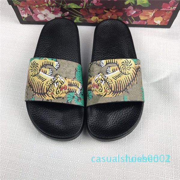 

designer rubber sandals new floral brocade mens fashion slippers red white gear bottoms flip flops womens slides casual flats slipper c01, Black