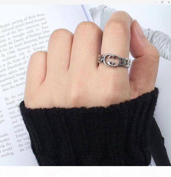 

316l titanium steel fashion big g ring with enamel colors women and man design letter c ring jewelry, Silver