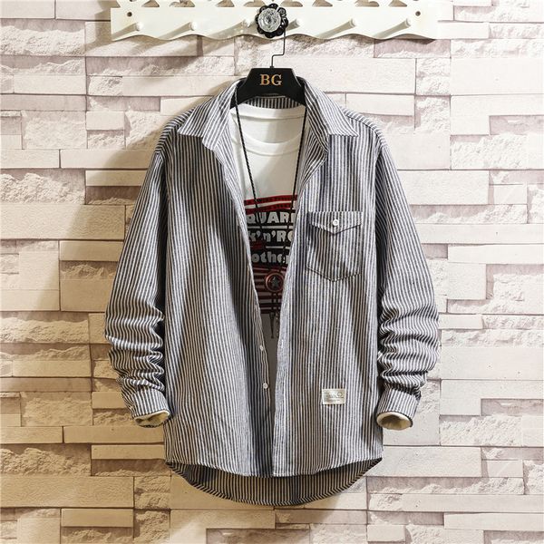 

autumn wear new fine stripe cotton long-sleeved men's shirts casual large size high-quality shirts for men, White;black