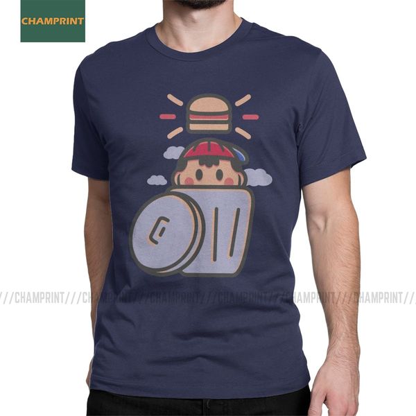 

men t-shirt trash burger earthbound cotton tee shirt short sleeve mother rpg ness lucas giygas video game t shirts crew neck top
