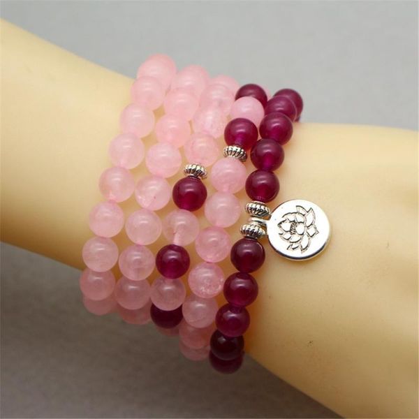 

woman mala necklace & bracelets for women quartzs amethysts yoga bracelet mala lotus life tree 108 beads pink bracelet, Black