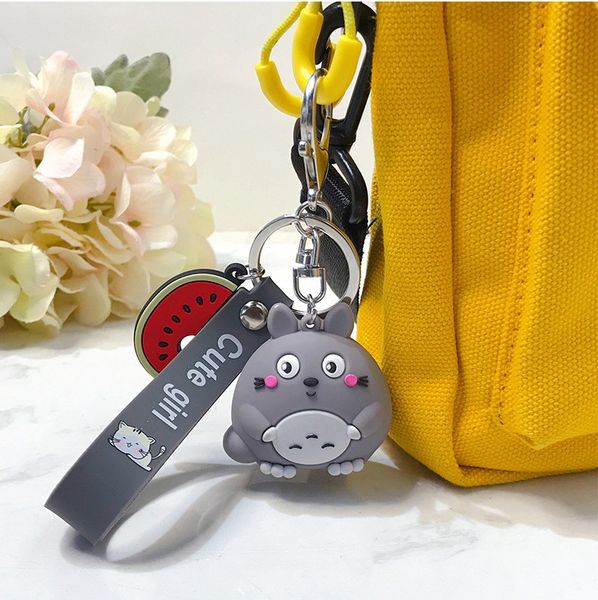 

fashion keychains cute kawaii kitten cat key chain ring anime keychain creative trinket charm women girl kids keyring, Silver