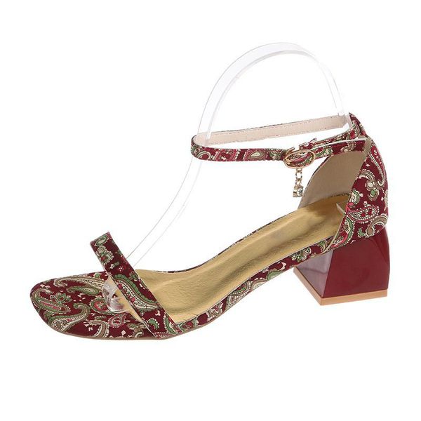 

sandals french style chunky heel ethnic 2021 summer high heels all-match women's shoes fashion fairy, Black