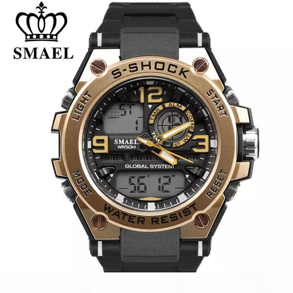 

smael luxury watch men fashion waterproof analog sports digital quartz wristwatch man watches brand luxury reloj mujer clock, Slivery;brown