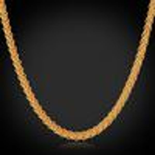 

twisted necklace for man 18k real gold plated jewelry chain fashion jewelry vintage n433, Silver