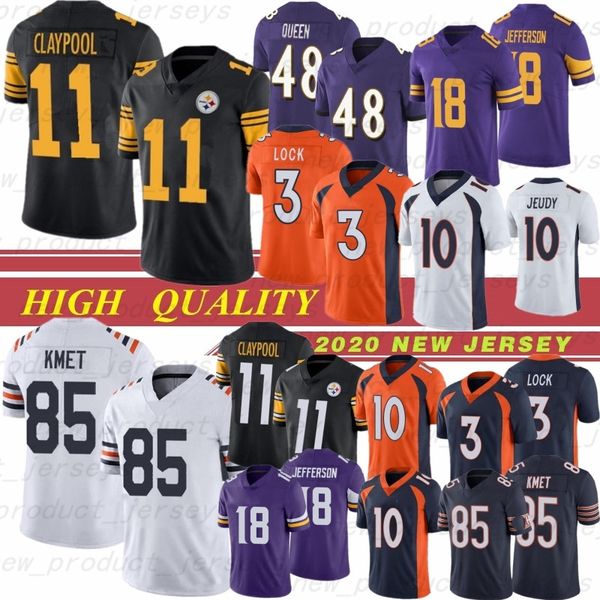 

1 chase claypool 2020 justin jefferson new 48 patrick queen football cole kmet jersey jerry jeudy 3 drew lock shirt, Black;red
