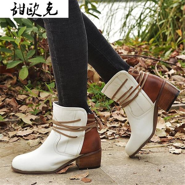 

2020 new autumn winter women boots solid european fashion boots pu shoes women roman retro short zapatos de mujer, Black