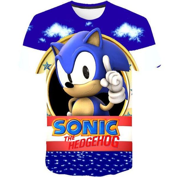 

3d sonic hedgehog cartoon boys and girls summer 3d print shirts plus size humor oversized men clothing