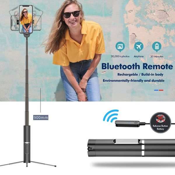 

portable integrated tripod selfie stick hidden phone bracket bluetooth button phone self-timer lever holder for phone