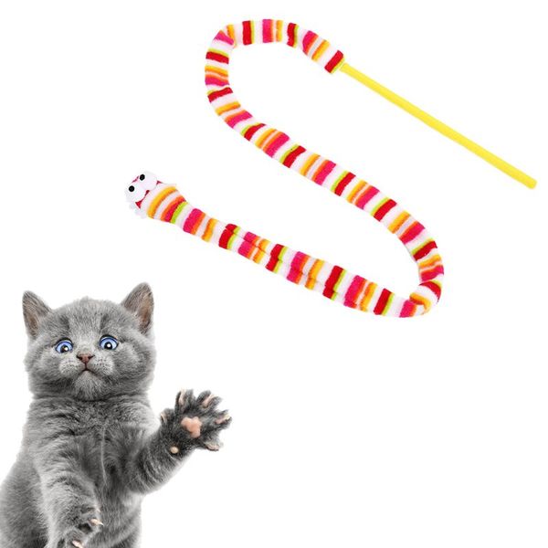 

rainbow snake playing cat pole funny pet toys cats interactive stick supplies