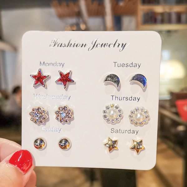 

water drop earring one week set of earrings new fashion versatile earrings female earrings statement earring fashion jewelry 12298, Golden;silver
