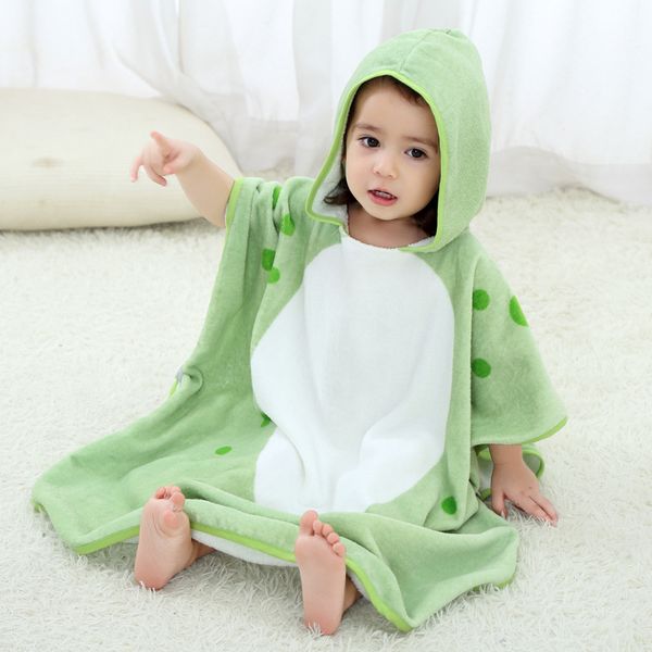 

children's green cotton bath towels baby hooded beach towels various shapes cute supple comfortable cartoon wholesale, Black;red