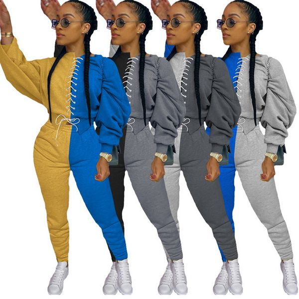 

panelle women outfit women tracksuit sweater suit plus size sport wear jogging sportwear set casual dress two-pc simplee outfit long sleeve, Gray