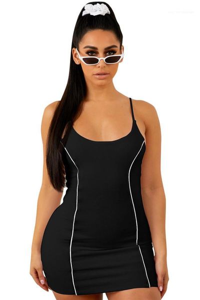 

dress skirt nightclub low cut fashion apparel summer womens v neck dress sports strip solid color, Black;gray