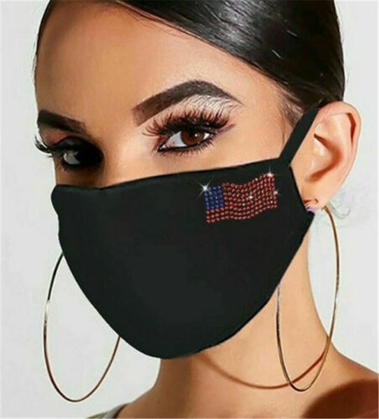 

2020 women's crystal glitter rhinestone sparkle bling reusable face mask covering fashion flash rhinestone masquerade party face masks