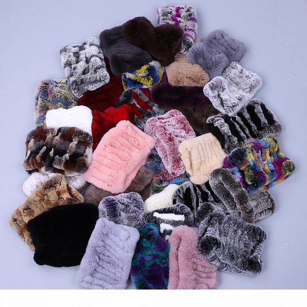 

women real handmade stretch scarf knit genuine rex rabbit headbands girls natural fur ring cowl snood scarves winter c18111701, Blue;gray
