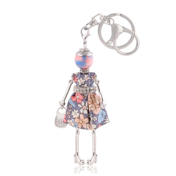 

girl flower key chain fashion keychain for women charm car pendant female cute jewelry lovely lady keychain new arrival, Silver
