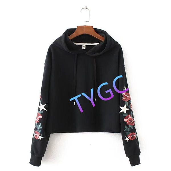 

wei clothing hoodies fleece hoody women's hooded loose print long sleeve solid color fashion wei clothing, Black