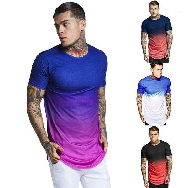 

sleeve mens summer casual teenager tees gradient crew neck designer mens tshirts quick dry short, White;black