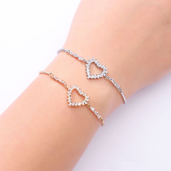 

charm bracelets bracelet nankiya heart shapes design simple style women wedding jewelry fashion party adjustable cubic zircon sly0001 pulser, Golden;silver