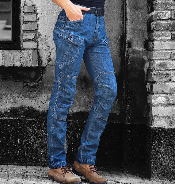 

men's stretch-fit jeans fashion straight skinny baggy jeans men tactical denim pants mens men boys cargo trousers xxxl plus size, Blue