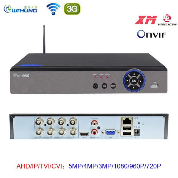 

wifi 8 channel 5 in 1 hybrid video recorder 8ch 5mp dvr h.265+ hi3521d xvi tvi cvi ip nvr p2p for home cctv 5mp 4mp 1080p camera, Black;white