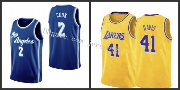 

los angeles laker men 41 anthony davis #2 quinn cook red nba red men jersey, Black