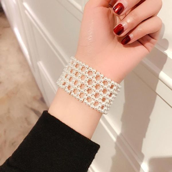 

fashion handmade pearl bangles bracelets ins pearl beads bracelet women jewelry 2020 items, Golden;silver