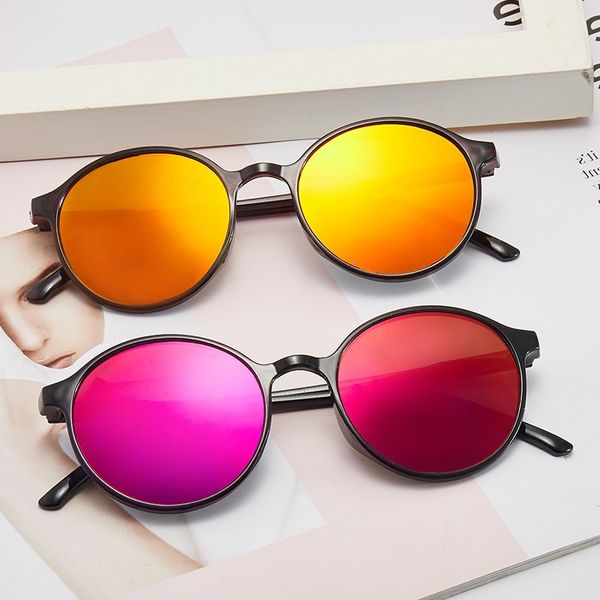 

2020 new colorful fashion sunglasses european and american trend sunglasses retro round frame ladies, White;black