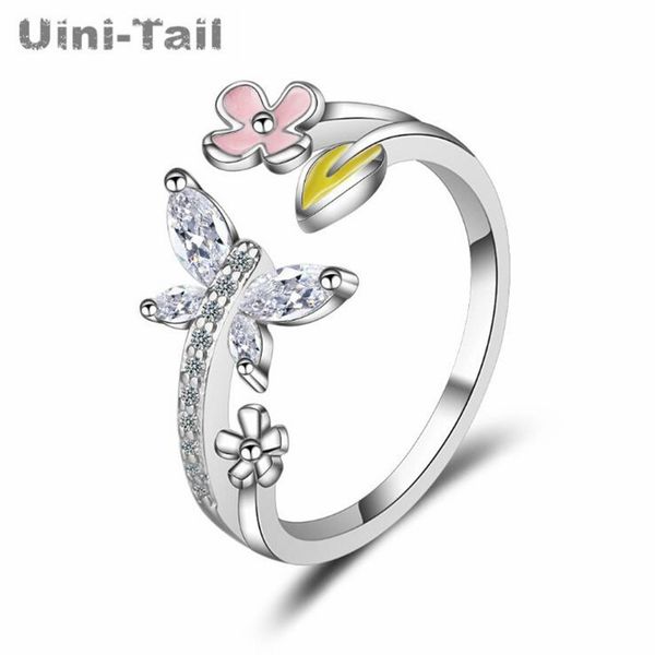 

uini-tail горячие новые 925 стерлингового серебра свежие цветы dragonfl открытое кольцо эксклюзивный дизайн моды нишу прохладно динамический, Golden;silver
