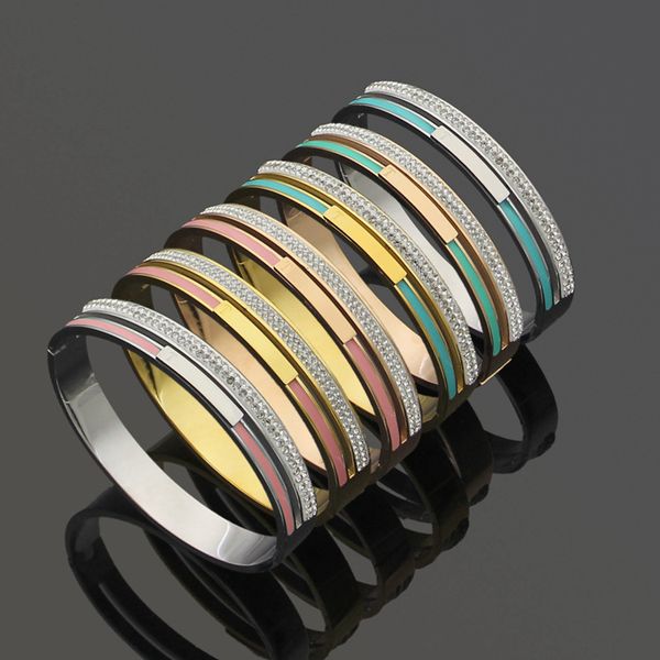 

titanium steel jewelry wholesale t letter pink green oil mud drill bracelet foreign trade women's oil drop bracelet, Black