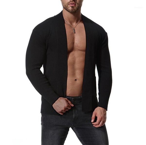 

winter mens cardigan sweaters fashion designer long sleeved lapel neck solid color sweaters autumn and, White;black