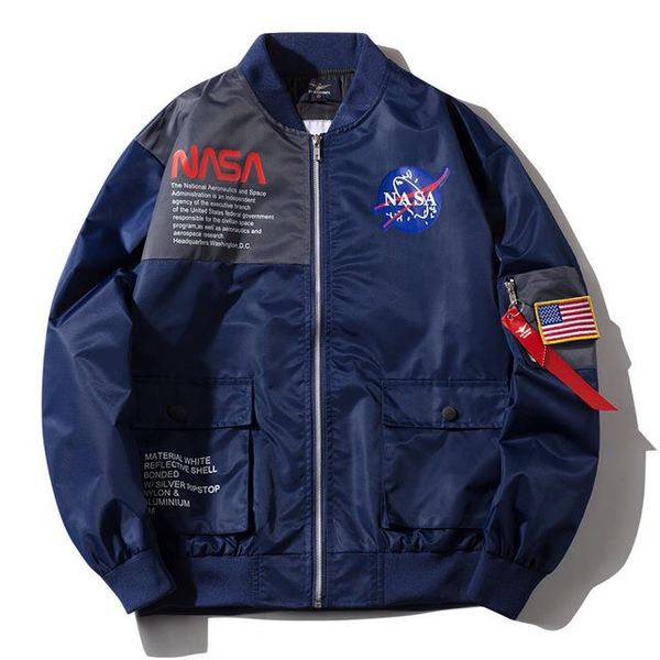 

nasa nasa joint astronaut designer jacket ma1 aviator american casual jacket men's women's short baseball uniform fall/winter men, Black;brown