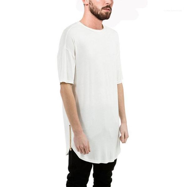 

tees short sleeved zipper tees summer skateboard street men tshirts male long solid cotton, White;black