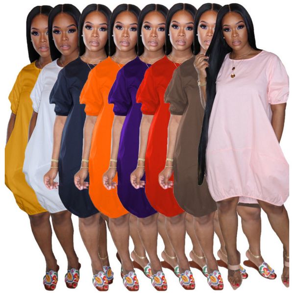 

women dress bubble skirt large size tshirt lantern skirt designer summer short sleeve vest dresses casual printed ladies clothing 21, Black;gray