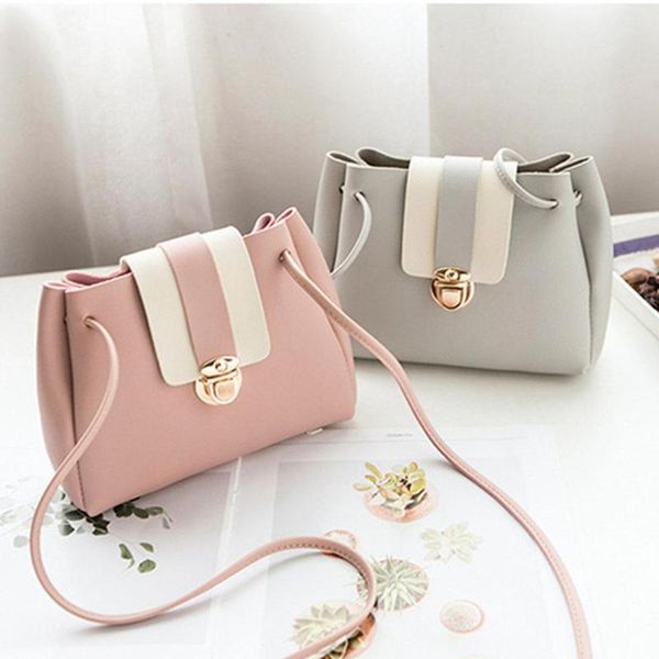 

pinshang woman fashion crossbody bag lock buckle drawstring bucket bag