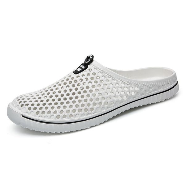 

summer slippers men breathable beach flip flops casual sandals men shoes flats slides hollow out clogs slip-on zapatos, Black