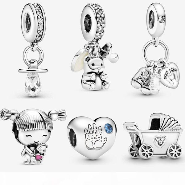 

925 sterling silver baby boy handprint charm little girl charm fit original designer charm bracelet diy women jewelry making, Black