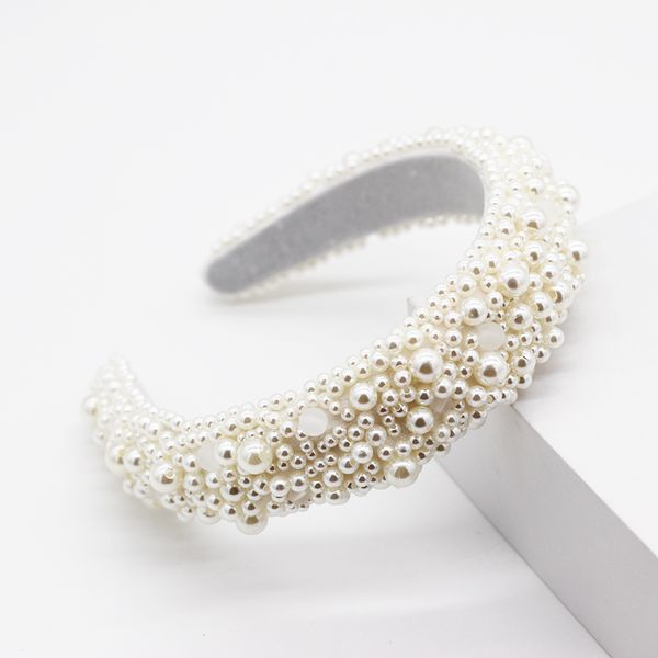 

hair clips & barrettes fashionable sponge pearl hand-sewn headband personality simple temperament prom catwalk accessories ladies 814, Golden;silver