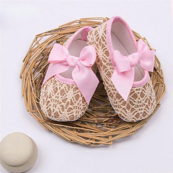 

newborn girls bling lace princess shoes fashion infant baby ribbon lace-up bow-knot soft sole anti-slip toddler shoe 0-18m a20