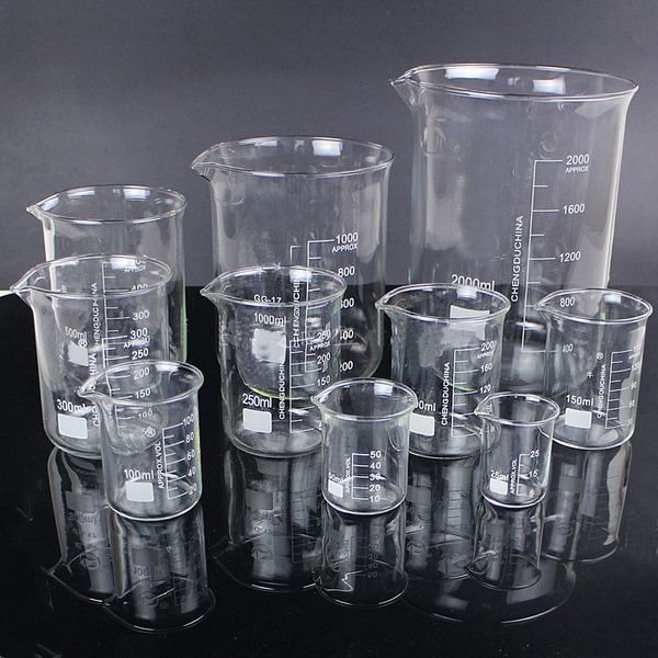 

5pcs/set 25ml/50ml/100ml/150ml/500ml glass beaker chemistry experiment labware for school laboratory equipment