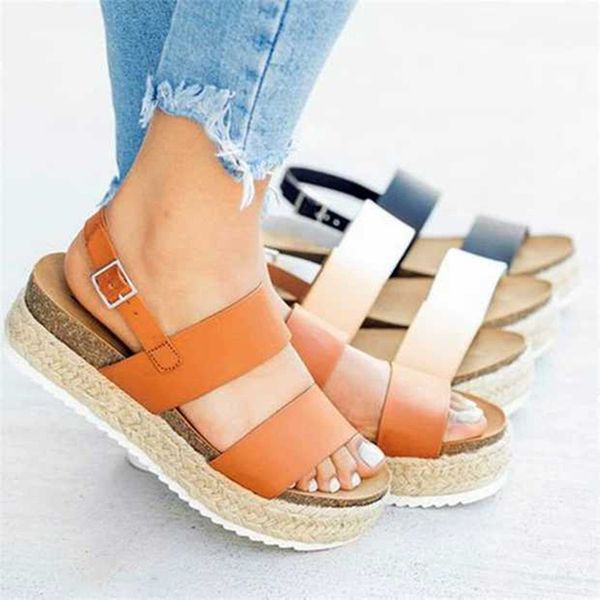 

2020 new sandals large size platform with a word with summer waterproof platform rope roman high heels, Black